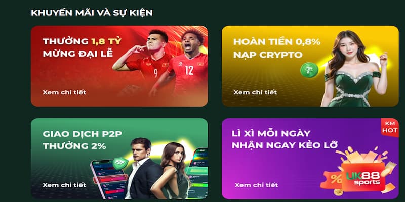Một số khuyến mãi UK88 đang hot